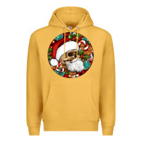 Mustard Christmas hippie skeleton santa ornament Premium Hoodie - Artiststas