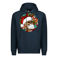 Navy Christmas hippie skeleton santa ornament Premium Hoodie - Artiststas