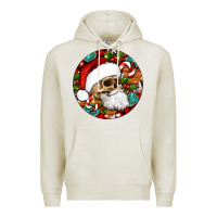 Oatmeal Heather Christmas hippie skeleton santa ornament Premium Hoodie - Artiststas