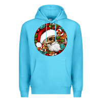 Ocean Blue Christmas hippie skeleton santa ornament Premium Hoodie - Artiststas