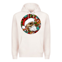 Pale Pink Christmas hippie skeleton santa ornament Premium Hoodie - Artiststas