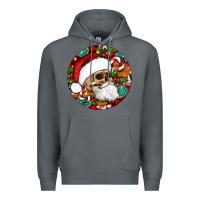 Rock Christmas hippie skeleton santa ornament Premium Hoodie - Artiststas