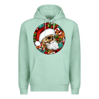 Seafoam Christmas hippie skeleton santa ornament Premium Hoodie - Artiststas