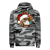Slate Camo Christmas hippie skeleton santa ornament Premium Hoodie - Artiststas