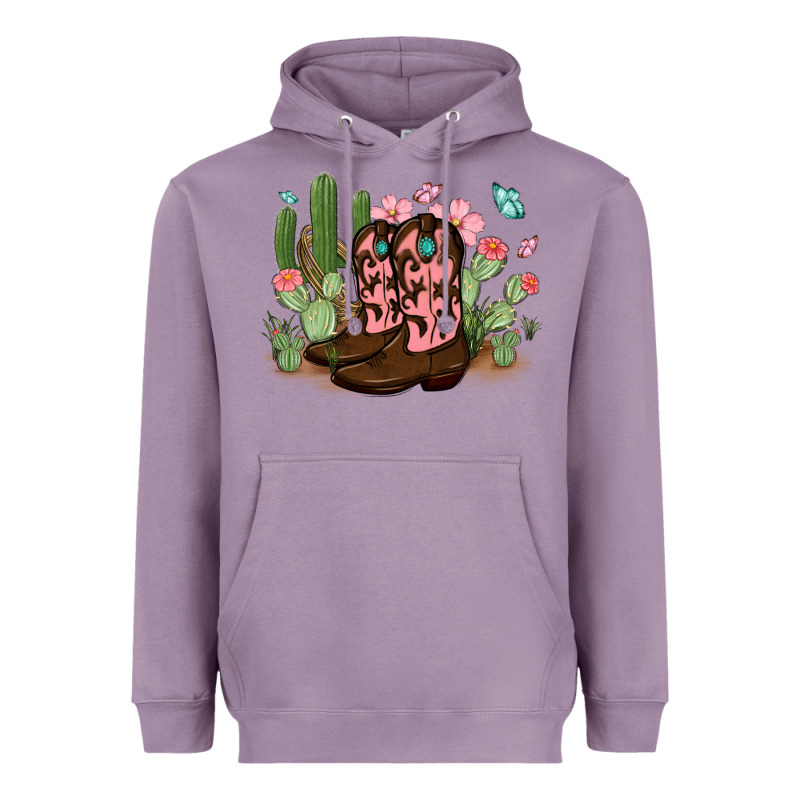 Cowboy Boots With Cactus Heavyweight Hoodie by MaliasSmallBusiness | Teevron