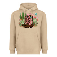 Mushroom cowboy boots with cactus Heavyweight Hoodie - MaliasSmallBusiness