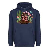 Navy cowboy boots with cactus Heavyweight Hoodie - MaliasSmallBusiness