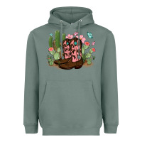 Sage cowboy boots with cactus Heavyweight Hoodie - MaliasSmallBusiness