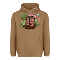 Toasted Coconut cowboy boots with cactus Heavyweight Hoodie - MaliasSmallBusiness