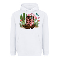 White cowboy boots with cactus Heavyweight Hoodie - MaliasSmallBusiness