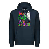 Navy too cute to spook Premium Hoodie - BundleAndBundleShop