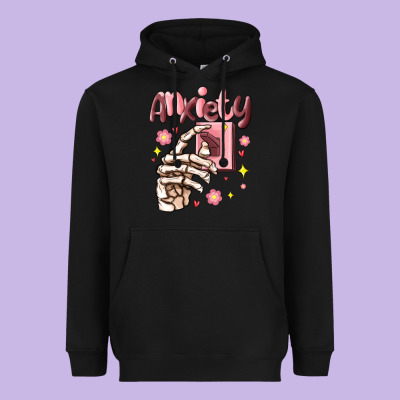 Heavyweight Hoodie anxiety skeleton hand