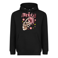 Black anxiety skeleton hand Heavyweight Hoodie - MaliasSmallBusiness