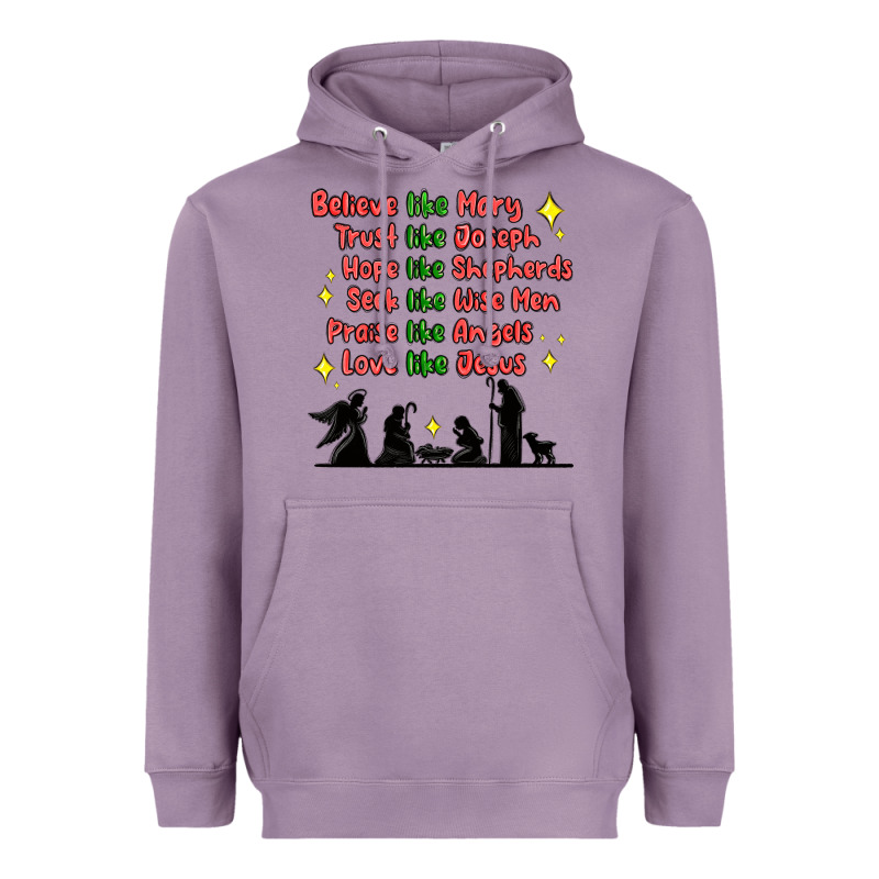 Jesus And Family Belive Like Mary Heavyweight Hoodie by MaliasSmallBusiness | Teevron