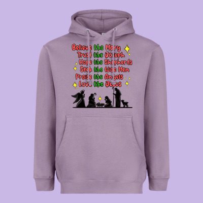 Heavyweight Hoodie jesus and family belive like mary