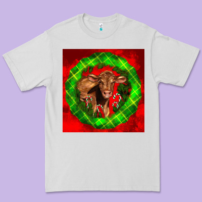 Christmas Red Angus Calf Premium Tee Designed By Lillyallendesigns