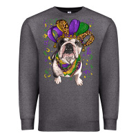 Charcoal Heather mardi gras hat  english bulldog Premium Sweatshirt - RanaPortraitStore