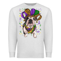 Oatmeal Heather mardi gras hat  english bulldog Premium Sweatshirt - RanaPortraitStore