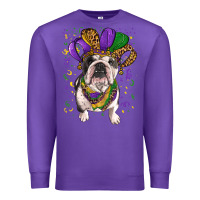 Purple mardi gras hat  english bulldog Premium Sweatshirt - RanaPortraitStore
