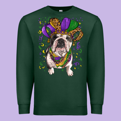 Premium Sweatshirt mardi gras hat  english bulldog