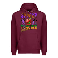 Burgundy spooky teacher Premium Hoodie - BundleAndBundleShop