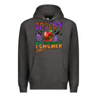 Charcoal Heather spooky teacher Premium Hoodie - BundleAndBundleShop