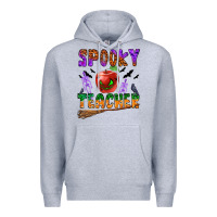 Heather Grey spooky teacher Premium Hoodie - BundleAndBundleShop