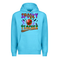 Ocean Blue spooky teacher Premium Hoodie - BundleAndBundleShop
