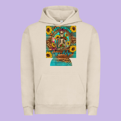 I Hate Everyone But Coffee Helps Western Skeleton Coffee Sunflowers 12 Urban Hoodie Designed By Artiststas