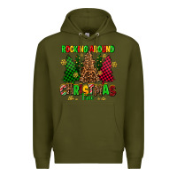 Army Green rocking around the christmas tree Premium Hoodie - AdoDesignShop