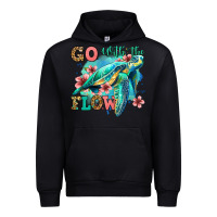 Black go with the flow floral turtle Urban Hoodie - Jasminsmagicworld