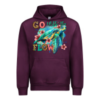 Mauve Wine go with the flow floral turtle Urban Hoodie - Jasminsmagicworld