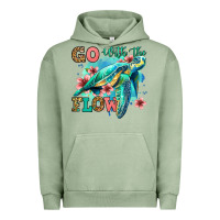 Pigment Oil Green go with the flow floral turtle Urban Hoodie - Jasminsmagicworld