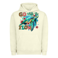 Pigment Pistachio go with the flow floral turtle Urban Hoodie - Jasminsmagicworld
