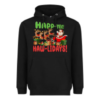 Black happ yee haw lidays Heavyweight Hoodie - MaliasSmallBusiness