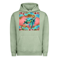 Pigment Oil Green floral turtle Urban Hoodie - Jasminsmagicworld