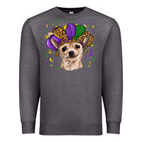 Charcoal Heather mardi gras hat chihuahua Premium Sweatshirt - RanaPortraitStore