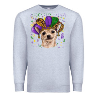 Heather Grey mardi gras hat chihuahua Premium Sweatshirt - RanaPortraitStore