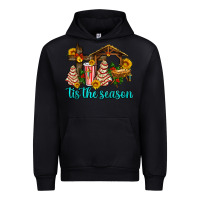 Black tis the seasin with christmas cake abd jesus Urban Hoodie - AdoDesignShop