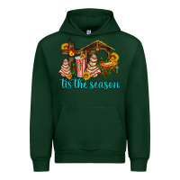 Forest Green tis the seasin with christmas cake abd jesus Urban Hoodie - AdoDesignShop