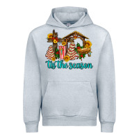 Heather Grey tis the seasin with christmas cake abd jesus Urban Hoodie - AdoDesignShop