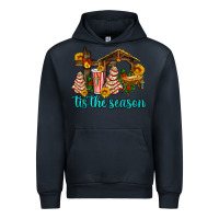 Navy tis the seasin with christmas cake abd jesus Urban Hoodie - AdoDesignShop
