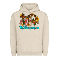 Pigment French Oak tis the seasin with christmas cake abd jesus Urban Hoodie - AdoDesignShop