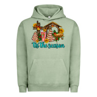 Pigment Oil Green tis the seasin with christmas cake abd jesus Urban Hoodie - AdoDesignShop