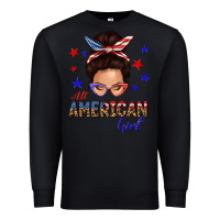Black all american girl messy bun Premium Sweatshirt - texasbilliewilder