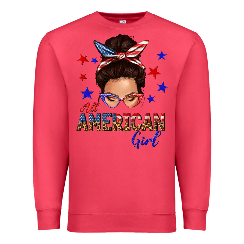 All American Girl Messy Bun Premium Sweatshirt by texasbilliewilder | Teevron