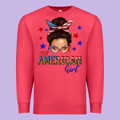 Premium Sweatshirt all american girl messy bun