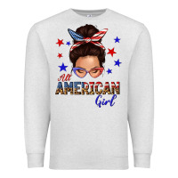 Oatmeal Heather all american girl messy bun Premium Sweatshirt - texasbilliewilder