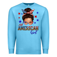Ocean Blue all american girl messy bun Premium Sweatshirt - texasbilliewilder