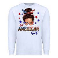 White all american girl messy bun Premium Sweatshirt - texasbilliewilder